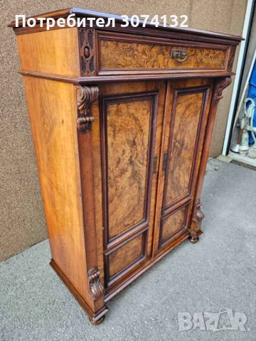 Шкаф в стил Бидермайер с интарзия, снимка 3 - Шкафове - 50675496