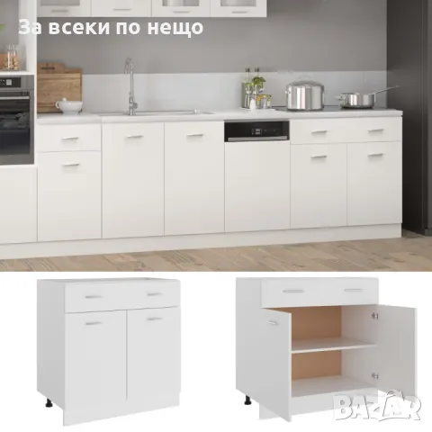 Долен Шкаф С Чекмедже, Бял, 80x46x81,5 см, ПДЧ Код P466, снимка 10 - Шкафове - 50260369