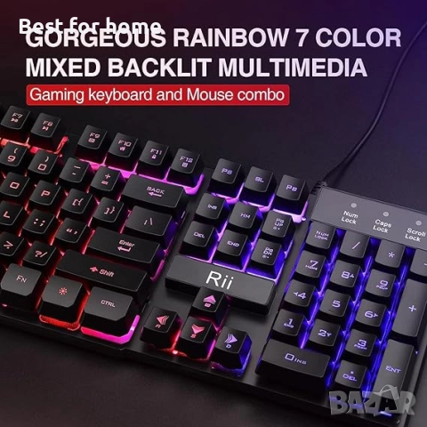 Комплект клавиатура с LED подсветка и цветна дишаща геймърска мишка , снимка 3 - Аксесоари - 51934030