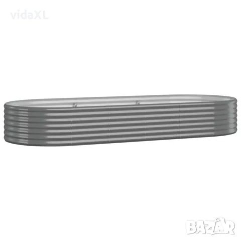 vidaXL Градинска повдигната леха поцинкована стомана сиво