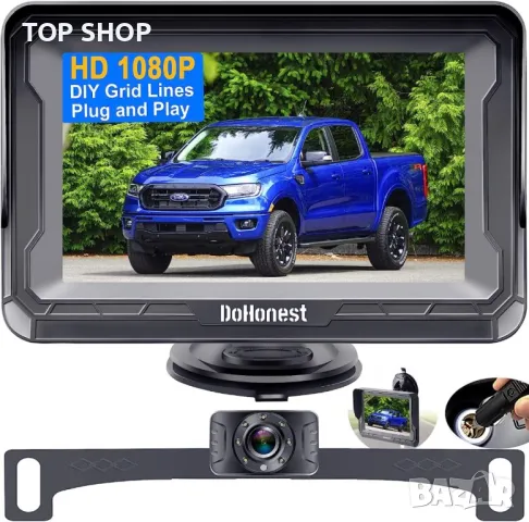 DoHonest  Водоустойчива камера HD 1080P за задно виждане в комплект с монитор, снимка 7 - Камери - 48670235