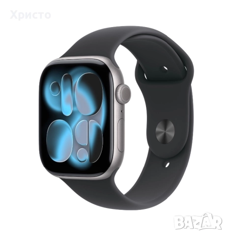 НОВ!!! Apple Watch 11 GPS, Space Grey Aluminium 46mm, Black Sport Band - M/L , снимка 4 - Смарт часовници - 52462779