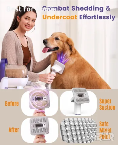 Грууминг вакуумна станция за кучета и котки от Oneisall Pet grooming vacuum kit LM5, снимка 8 - Други стоки за животни - 48460318