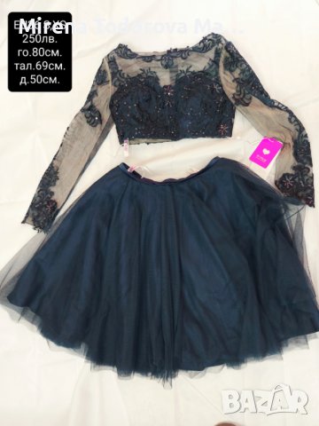 Абитуриентска рокля. А-силует Къса Мини рокля от тюл с пайети.-EU36 XS, S-250лв., снимка 5 - Рокли - 36683368