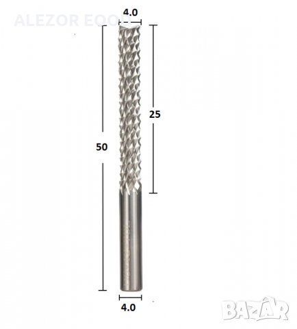 Фрезер С Царевична Форма, Фрезоване И Рязане MDF, ABS, PET, Дължина 25 Mm, Работен Връх 4 Mm,, снимка 2 - Други машини и части - 31323312