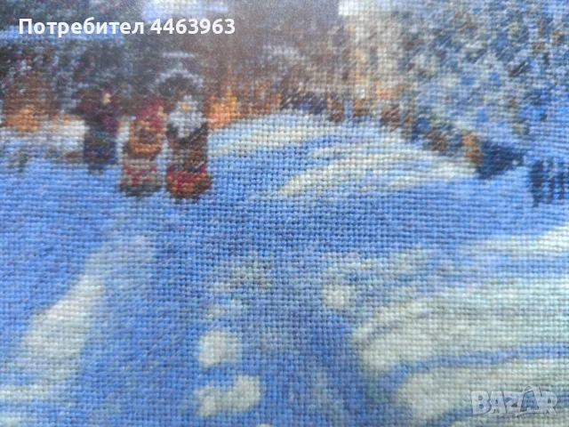 гоблен ,,Утрото след Коледа", 32/22 см, снимка 17 - Гоблени - 51278802