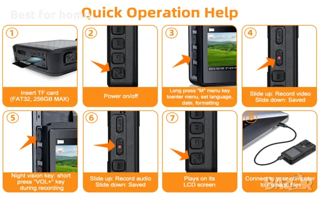 64GB Body Camera с дисплей от Hoestr A39 , снимка 3 - Камери - 49268286