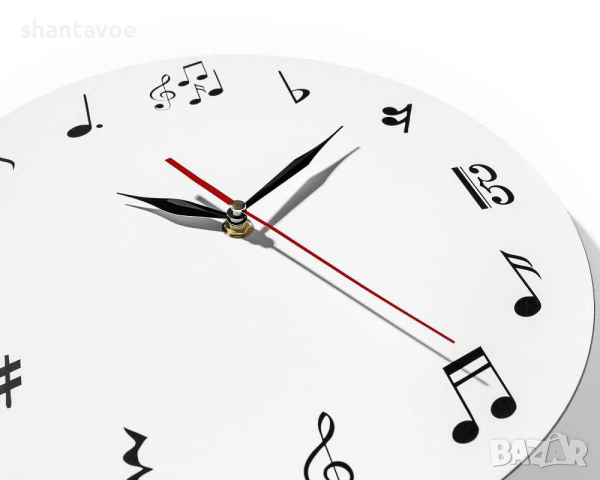 Музикален стенен часовник с ноти, снимка 4 - Стенни часовници - 44602718