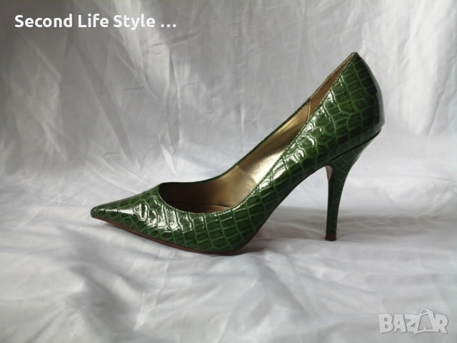 № 40 дамски обувки на висок ток имитация на крокодилска кожа в зелен цвят CATWALK, снимка 3 - Дамски обувки на ток - 54095524