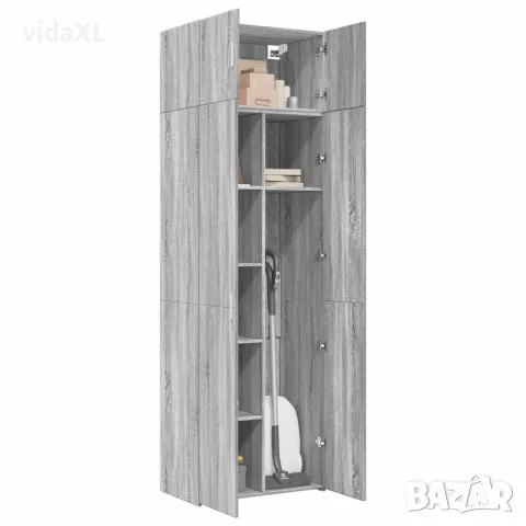vidaXL Шкаф за съхранение, сив сонома, 70x42,5x225 см, инженерно дърво, снимка 3 - Бюфети - 56146886