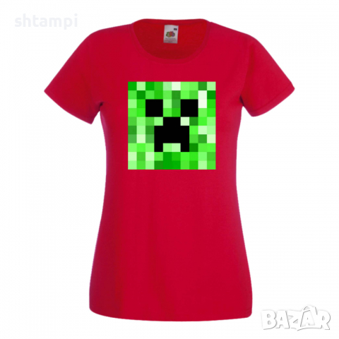 Дамска тениска Creeper Face 2 майнкрафт Minecraft,Игра,Забавление,подарък,Изненада,Рожден Ден., снимка 5 - Тениски - 36520628