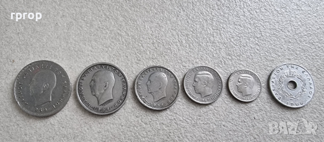  Гърция. 20,50 лепта. 1,2, 5, 10 драхми .6 бройки. По стара и рядка емисия., снимка 5 - Нумизматика и бонистика - 44549990