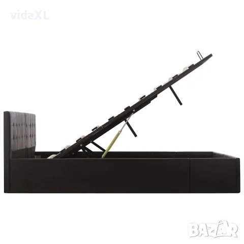 vidaXL Легло с повдигащ механизъм, черно, изкуствена кожа, 180x200 cм, снимка 7 - Спални и легла - 56146478