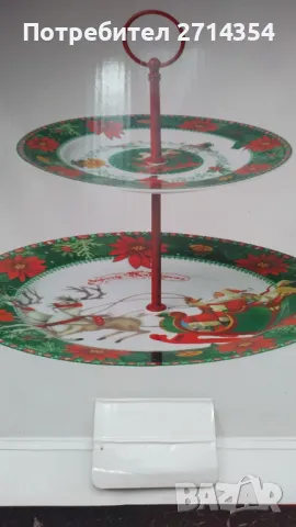 Коледен поднос на два етажа , снимка 7 - Декорация за дома - 48222981