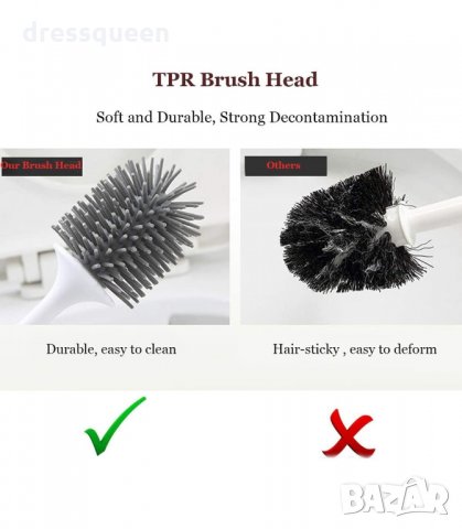 2966 Силиконова четка с поставка за тоалетна чиния - за стена и за под, снимка 11 - Други стоки за дома - 34264661