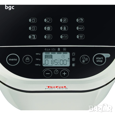 НОВА Хлебопекарна Tefal Pain Doré PF210138, 700 W, 1000 гр, 12 програми, 3 настройки, Бял/Черен , снимка 5 - Хлебопекарни - 54287322
