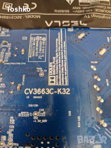 TESLA 32C315SH MAIN BOARD JUC7.820.00258695 CV3663C-K32 PANEL C320Y19-7N, снимка 3 - Части и Платки - 52403875