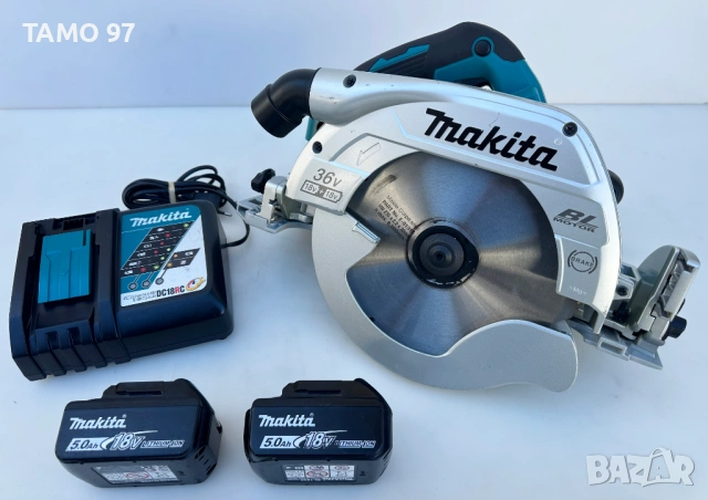 Makita DHS900 - Безчетков мощен ръчен циркуляр 235мм 2x18V 5.0Ah като нов!