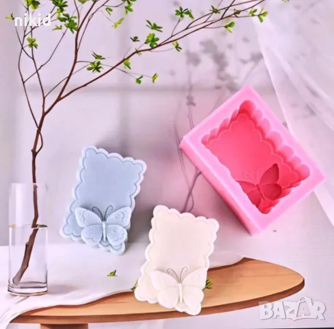 3d правоъгълник с пеперуда правоъгълен силиконов молд форма фондан шоколад гипс смола сапун свещ 
