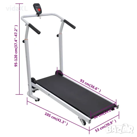 vidaXL Мини бягаща пътека, сгъваема, 93x36 см, черна, снимка 7 - Фитнес уреди - 56148349