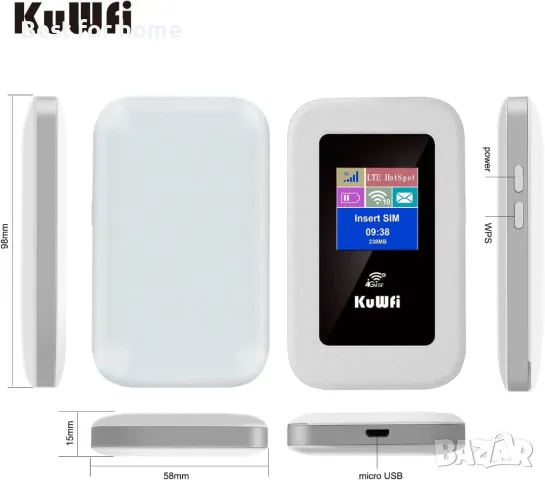 KuWiFi 4G безжичен рутер- бисквитка- ОТКЛЮЧЕН, снимка 5 - Рутери - 48272723