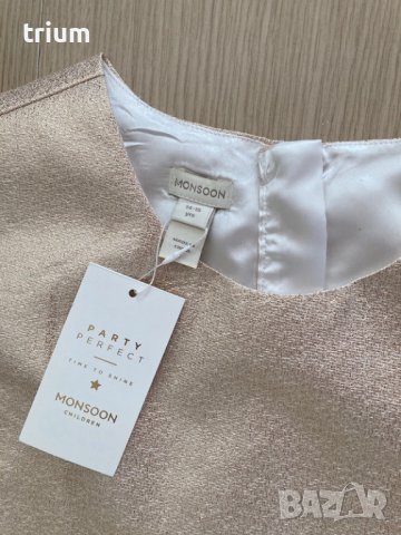 Празнична нова рокля Monsoon с 3d цветя, цвят слонова кост, 164-170см., 14-15г., снимка 7 - Детски рокли и поли - 37376963