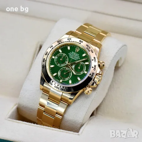 Rolex Daytona 18k Gold Green , снимка 4 - Луксозни - 55959044
