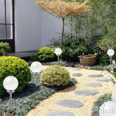 Соларна градинска лампа сфера BONETTI Ø30 см – автоматично осветление без кабели и сметки за ток