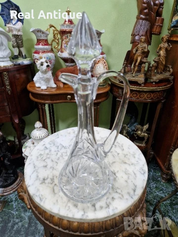 Уникална антикварна чешка кристална гарафа Бохемия Bochemia , снимка 3 - Антикварни и старинни предмети - 50687569