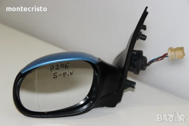 Ляво електрическо огледало Peugeot 206 (1998-2009г.) 5 пина 🔵Цвят: Светло синьо светло син, снимка 2 - Части - 48581900
