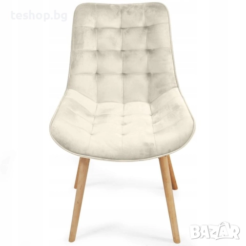 Трапезен стол 2 броя комплект MIADOMODO цвят крем, снимка 3 - Столове - 53001687