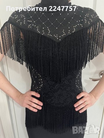 Официална рокля с ресни размер S, снимка 1