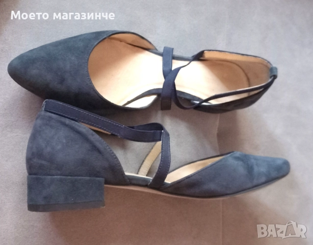 Елегантни тъмносини велурени обувки Salamander, № 38.5, снимка 3 - Дамски елегантни обувки - 51998135