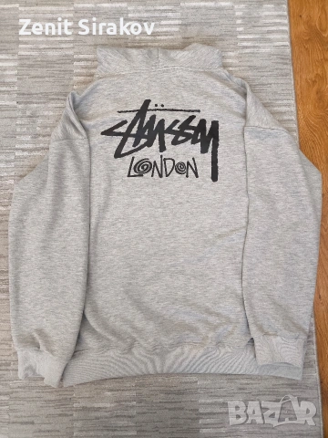 Stussy London Hoodie - Сиво, Размер L/XL - Нов с етикет, снимка 4 - Суичъри - 54320353