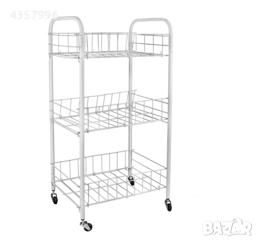Кухненска етажерка, Помощна, За съхранение, 3 рафта, На колелца