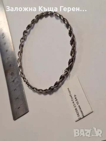 Сребърна твърда гривна белезник 10,54гр., снимка 2 - Гривни - 56176779