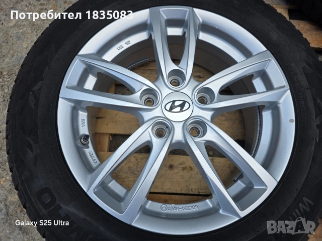 Лети джанти 16ки 5х114.3 Hyundai + зимни гуми 205/60/16 Kumho, снимка 5 - Гуми и джанти - 54013135