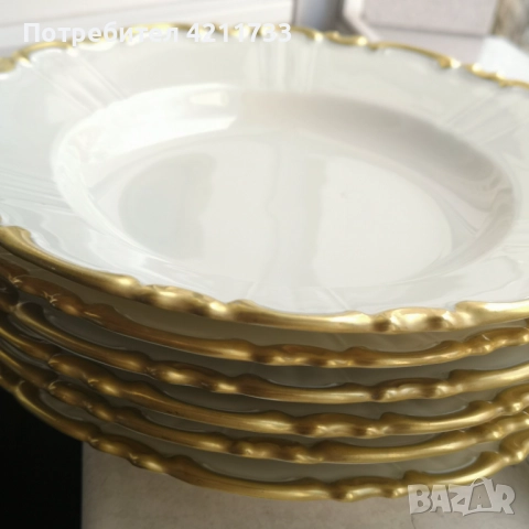 6 дълбоки чении с позлата скъп изискан сервиз НОВО, снимка 12 - Сервизи - 52884229