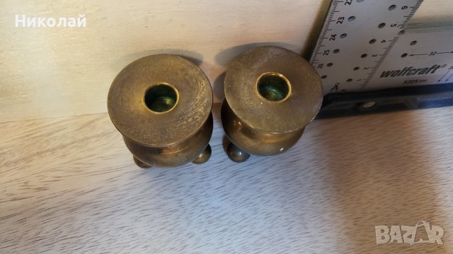 Два малки сладки месингови свещника, Швеция, снимка 3 - Антикварни и старинни предмети - 42141755