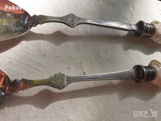 Английски посребрени прибори за салата с маркировки, снимка 2 - Антикварни и старинни предмети - 53296729