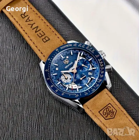 Спортно/Елегантен Мъжки часовник BY*BENYAR* Спортен хронограф с кожена каишка!, снимка 10 - Мъжки - 49516871
