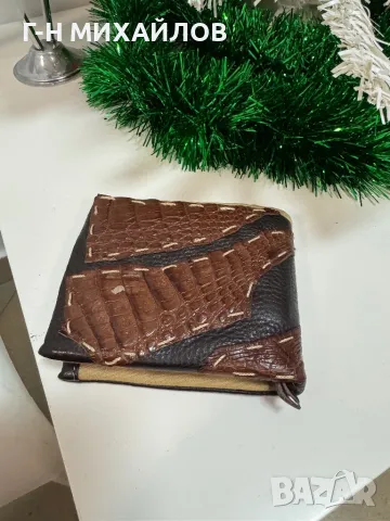 Мъжки портфейл от кожа на крокодил, снимка 8 - Портфейли, портмонета - 48564402