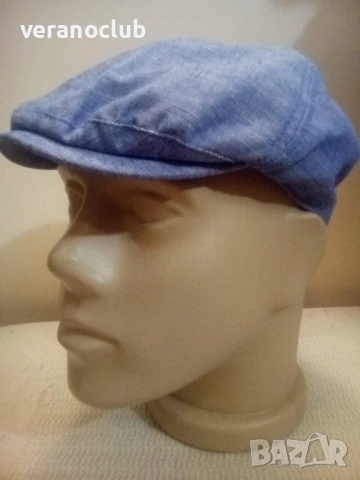 Син мъжки каскет 57/58, снимка 2 - Шапки - 53171079