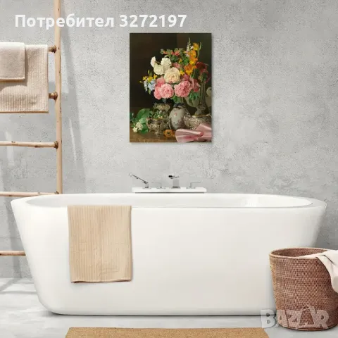 Красива картина Цветна,натюрморт на платно,готова за окачване,30х40 см.,с дървена рамка, снимка 5 - Картини - 48463811