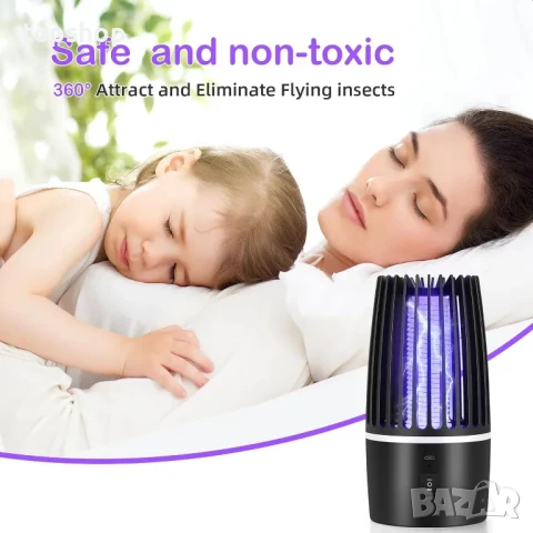 DJROLL акумулаторен и преносим убиец на насекоми 2 в 1 Електрически убиец на комари с UV лампа..., снимка 3 - Други стоки за дома - 50542327