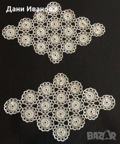 Комплект плетени карета на една кука - ромбоидна форма 4 бр., снимка 2 - Покривки за маси - 29849754