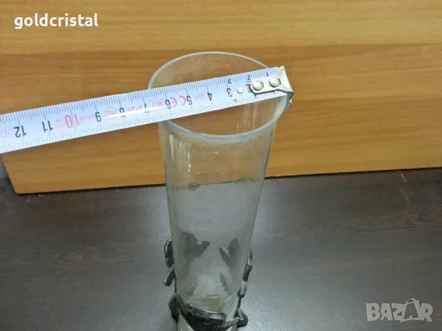 стара ваза стъкло и метал , снимка 6 - Антикварни и старинни предмети - 48936734