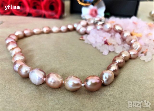 Колие  барокови перли с уникален прасковен цвят, снимка 4 - Подаръци за жени - 28181012
