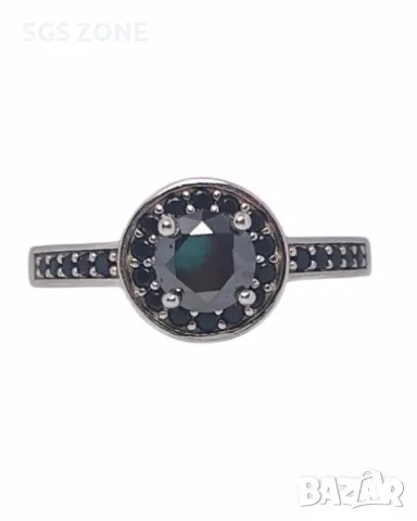 Пръстен с Черен Естественен Диамант