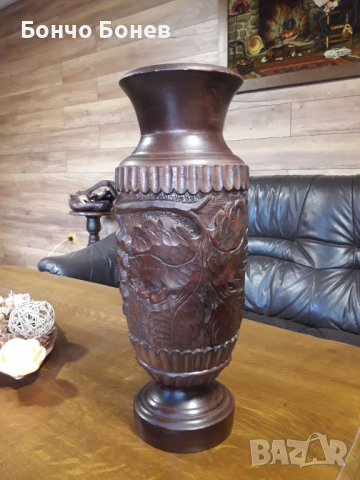 Ваза дърворезба , снимка 3 - Антикварни и старинни предмети - 36546963